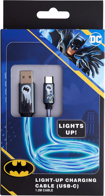 Batman Official Light Up Charging Cable. Type-C to USB cable With Flowing Light