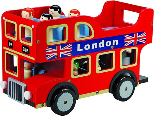 Toyland Wooden London City Tour Bus Red with Union Flag
