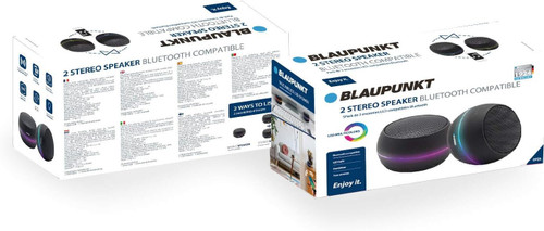 Blaupunkt 2 X Stereo Bluetooth Speakers with LED Lights 3W Power