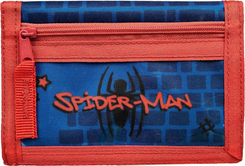 Spiderman Light Blue and Red Canvas Zipped Pouch Wallet