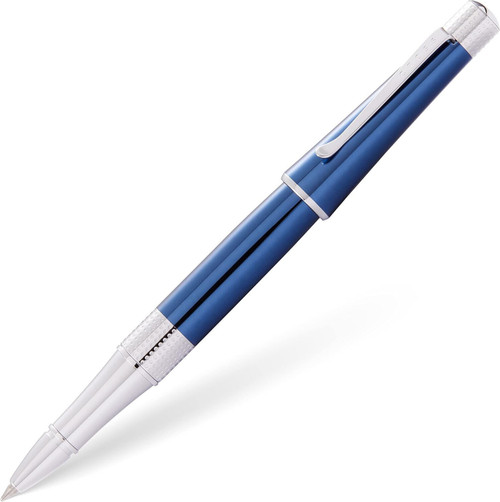 Cross Beverly Translucent Cobalt Blue Lacquer Medium Black Rollerball Pen