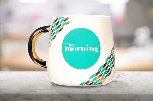 THIS MORNING Official ITV 380ml Large Ceramic Mug with Gold Metallic Handle
