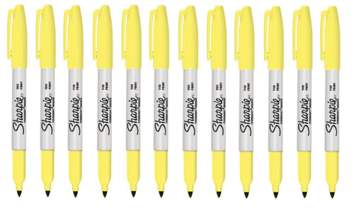 Sharpie Fine Permanent Marker Pen Citrine Yellow 12 Pack