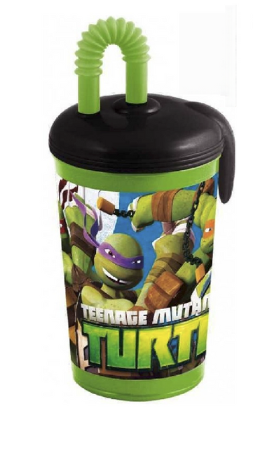 teenage mutant ninja turtles Cup with Lid and Straw.