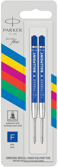 Parker Quink Ink Ballpoint Pen Refill Fine Blue Twin Pack