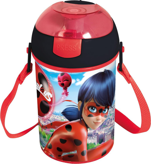 Miraculous Ladybug Drinks Bottle 450ml with Permanent Pop up Straw