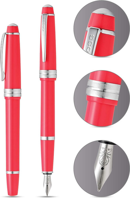 Cross Bailey Light Polished Extra Fine Nib Coral Resin Fountain Pen