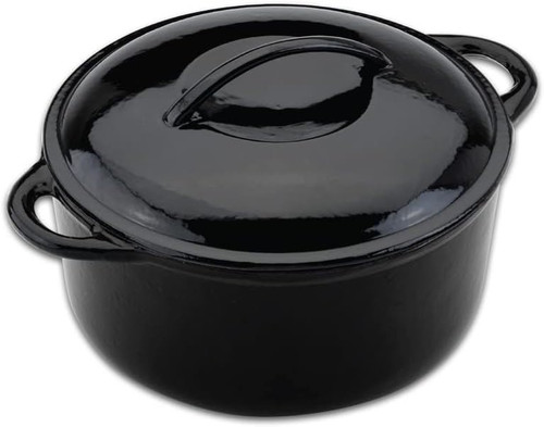 Commichef Round Casserole Dish, 25cm Diameter, Cast Iron, Black