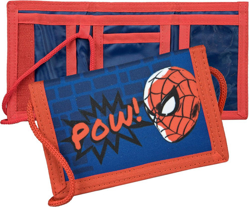Spiderman POW! Zipped Tri Fold Pouch Wallet with Lanyard