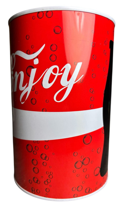 Enjoy Cola Sealed Money Tin 6" X 4" (15cm X 10cm) Red and White