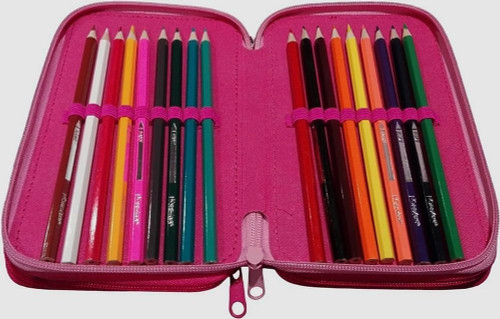 Barbie 45 Piece Triple Compartment Triple Zip Filled Pencil Case
