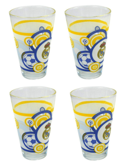 Set of 4 Real Madrid Licenced Tumbler Glasses 13cm (5")