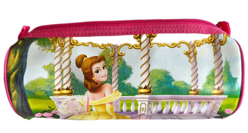 Disney Princess Belle Large Barrel Pencil Case Pink (23cm X 10cm)