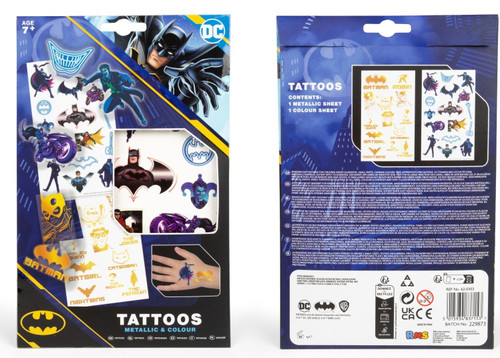 Batman Temporary Tatoos 13 Metallic and 16 Colour Ages 7+
