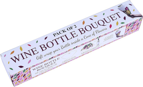 Wine Bottle Bouquet of Flowers Gift Presentation Pack of 2