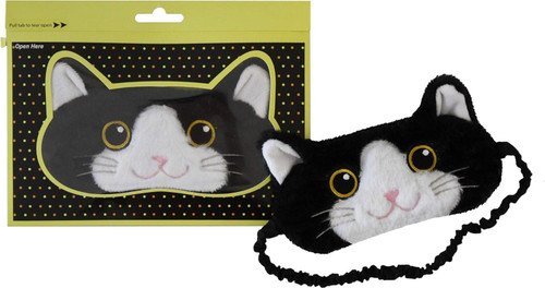 Cute Plush Cat Sleep Eyemask Black and White Cat