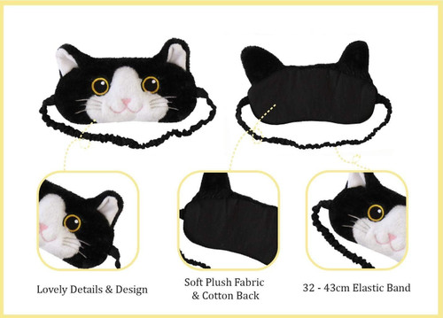 Cute Plush Cat Sleep Eyemask Black and White Cat Cute Plush Cat Sleep Eyemask Black and White Cat