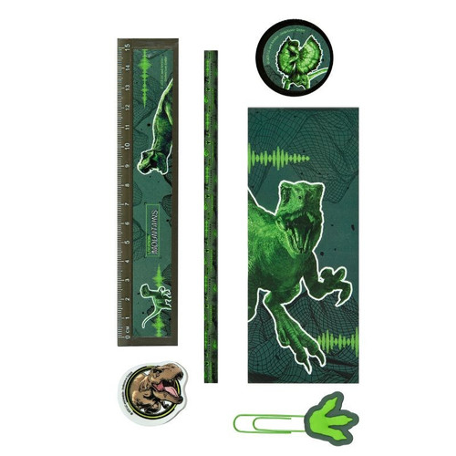 Jurassic World Stationery Kit with 6 Pieces and Holder Jurassic World Stationery Kit with 6 Pieces and Holder
