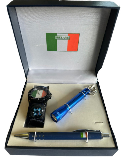 Ireland Watch Gift Set with Torch,  Ballpoint Pen and Compass on Watch Strap