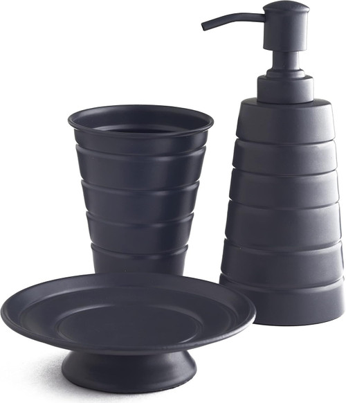 3 Piece Bathroom Accessory Set, Soap Dispenser, Dish and Tumbler Grey