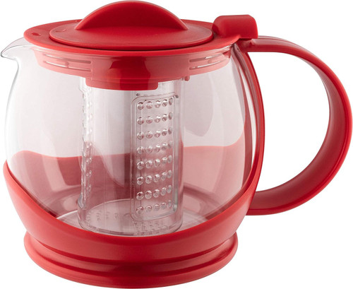 Café Olé Plastic and Glass Teapot with Infuser, Loose Leaf Tea Strainer, 1200ml