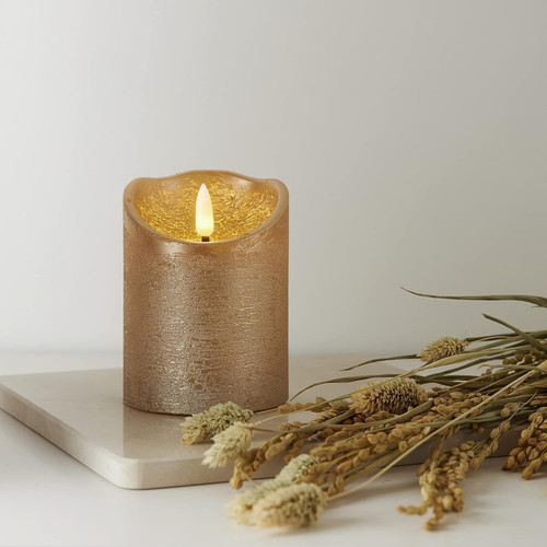 Eglo 10cm (4")  Gold LED Battery Operated Flicker Effect Candle