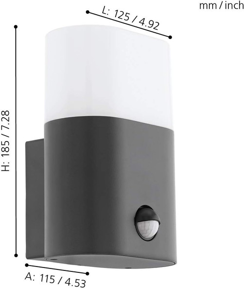 EGLO Favria LED Outdoor Wall Light 1-Bulb with Motion Sensor Aluminium Plastic