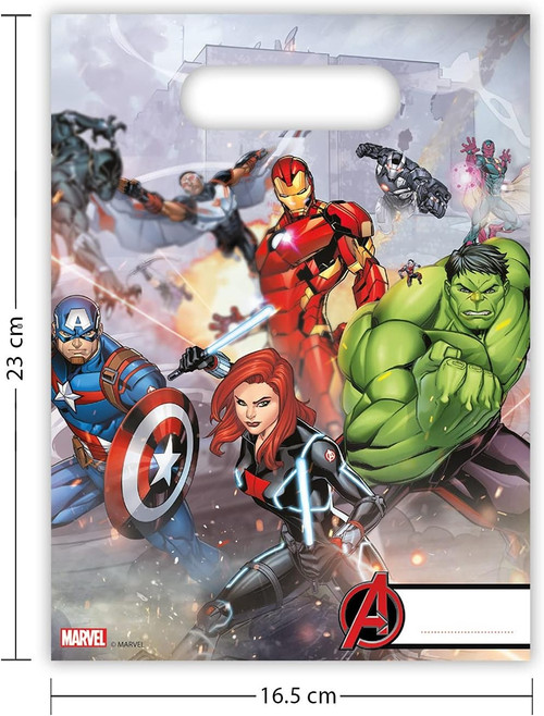 Marvel Avengers 6 Small Plastic Party Bags