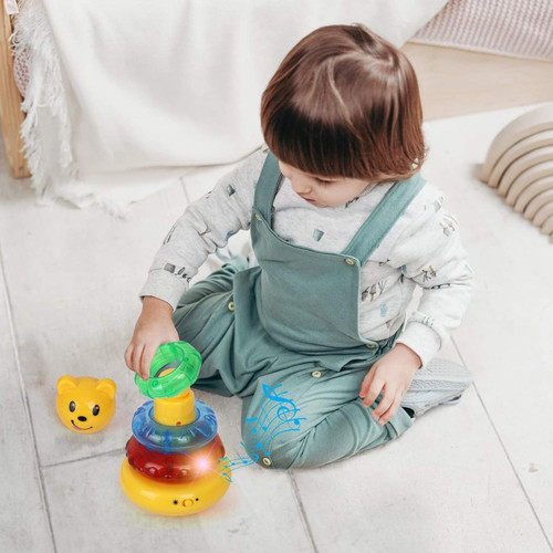 Musical Bear Ring Stacker, Stacking Rings Toy with Lights and Sounds for Toddler Musical Bear Ring Stacker, Stacking Rings Toy with Lights and Sounds for Toddler