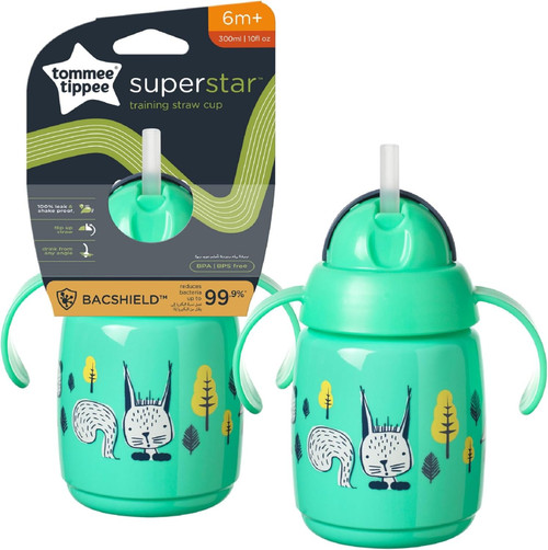 Tommee Tippee Superstar Training Straw Cup, 300ml, for 6m+, Teal