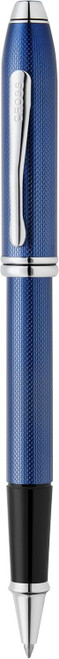 Cross Townsend Rollerball Pen Engraved Diamond Pattern Translucent Blue Cobalt