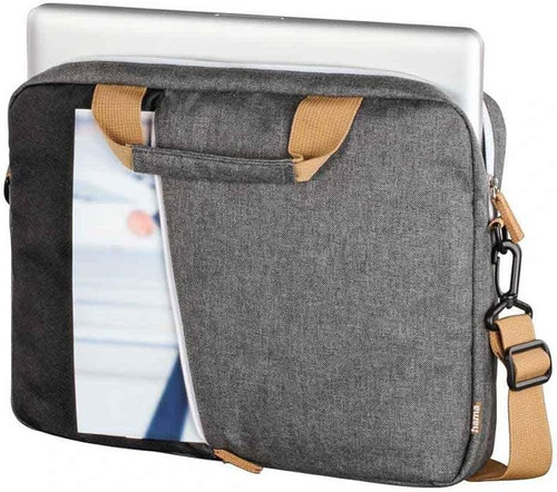 Hama Florence Laptop Bag to suit 13.3" Laptops Black and Grey with Beige Trim
