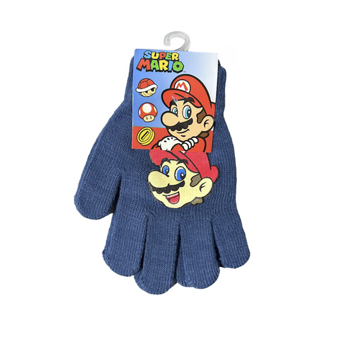 Super Mario Blue/Grey Knitted Children's Gloves