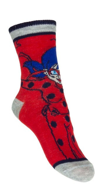 Miraculous Ladybug Girls Polyester Socks Grey/Red