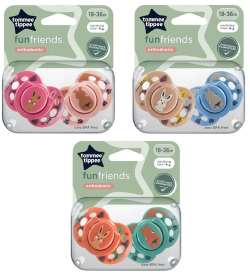 Tommee Tippee Fun Friends Orthodontic Soother 18-36m 3 Pack (6 Soothers)