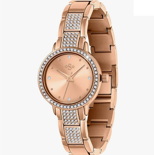 Spirit Ladies Rose Gold Plated Stone Set Case and Bracelet Watch
