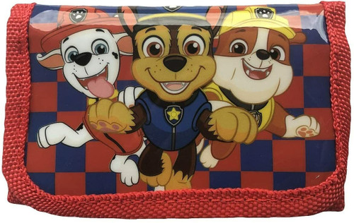 Paw Patrol Tri Fold Wallet with Shiny Front Panel Red