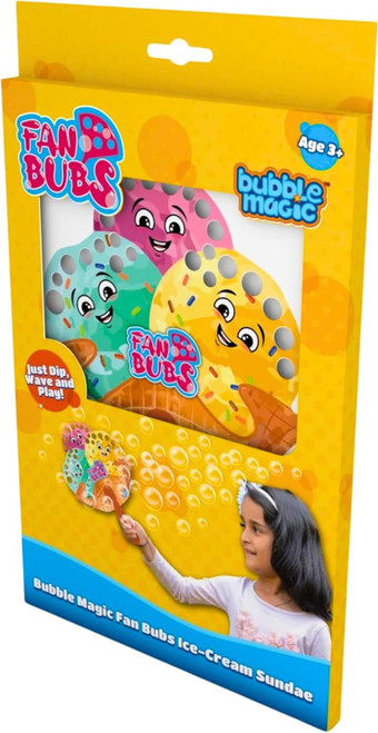 10 Packs of Bubble Magic Fan Bubs Ice Cream Sundae Bubble Solution with Hand Fan
