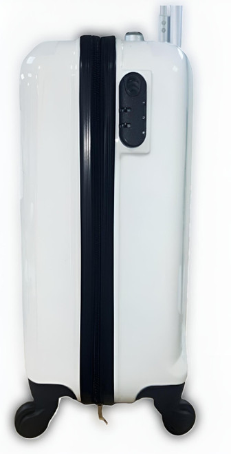 Love Island Plain White with Black Cabin Size Suitcase with Combination Lock