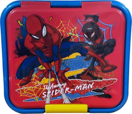 Spiderman Deluxe 3 Compartment Sandwich Lunch Box Red /Blue