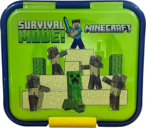 Minecraft Deluxe 3 Compartment Sandwich Lunch Box Green /Blue