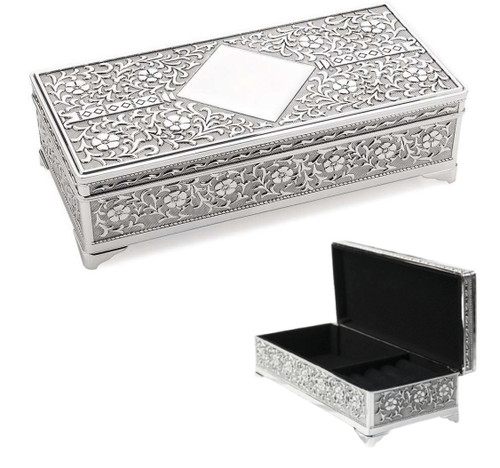 Antique Style Jewellery Box with Ornate Detail and Velvet Lining