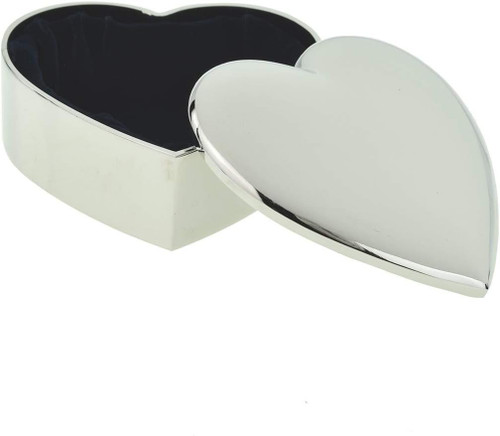 Silver Plated Heart Shaped Trinket Box with Velvet Lining