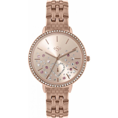 Ladies Rose Gold Bracelet Watch with Diamante Detail and Heart Shape Motif