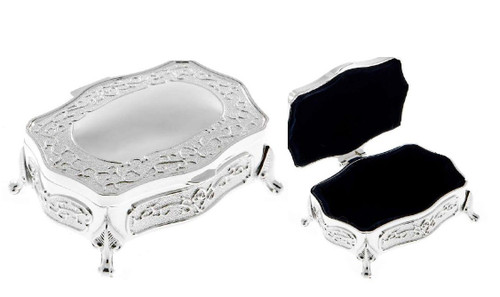 Vintage Style Ornate Velvet Lined Jewellery Box with Decorative Legs