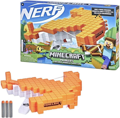 Nerf Minecraft Pillager's Crossbow with 3 Official Nerf Elite Darts