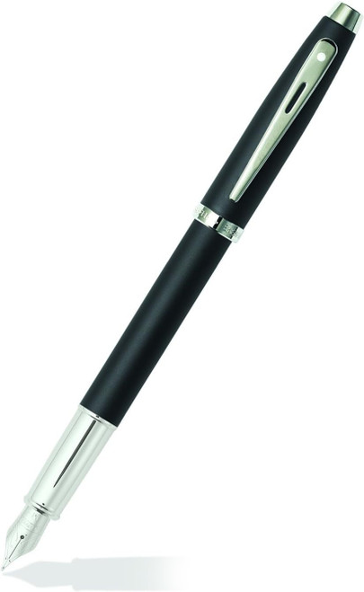 Sheaffer 100 Gloss Black Fountain Pen Medium with Chrome Trim