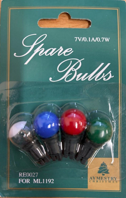Christmas Tree Bulbs Round Push In (7V/0.1A/0.7W) Clear, Blue, Red and Green