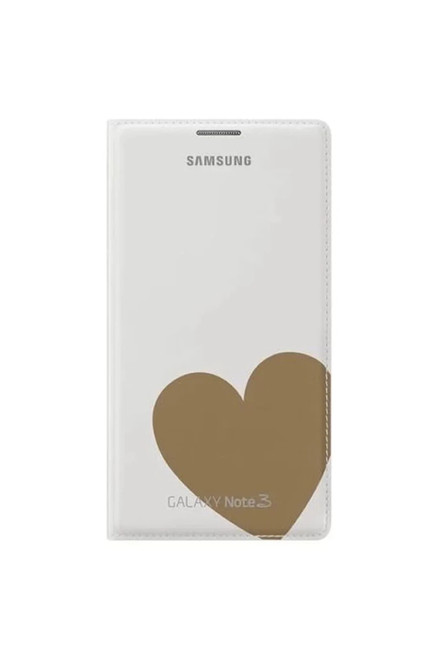 Samsung Flip Wallet Case Cover for Galaxy Note 3 - White Heart /White