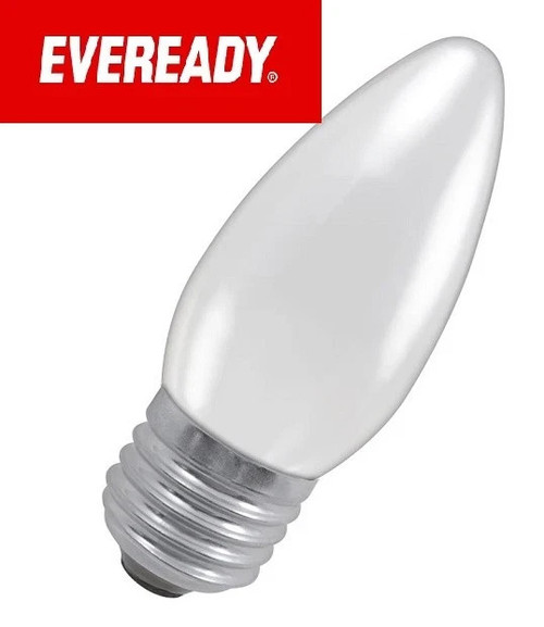 2x EVERREADY Rough Service 25W Candle Bulb  Opal (White) Screw Cap Fitting E27